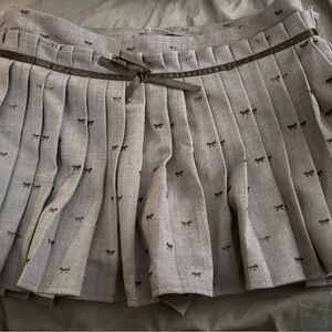 Gray Pleated Mini Skirt with Bow Accents